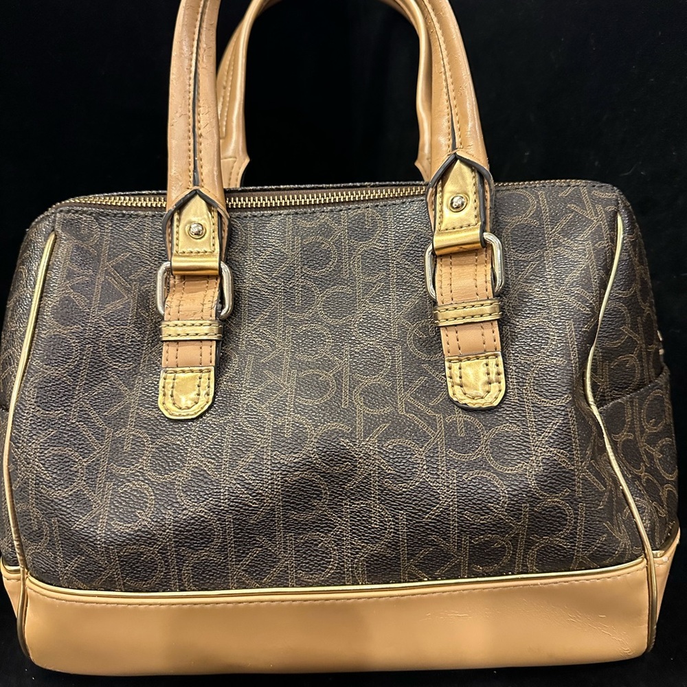 Calvin Klein Black and Tan Satchel - Picture 12 of 13